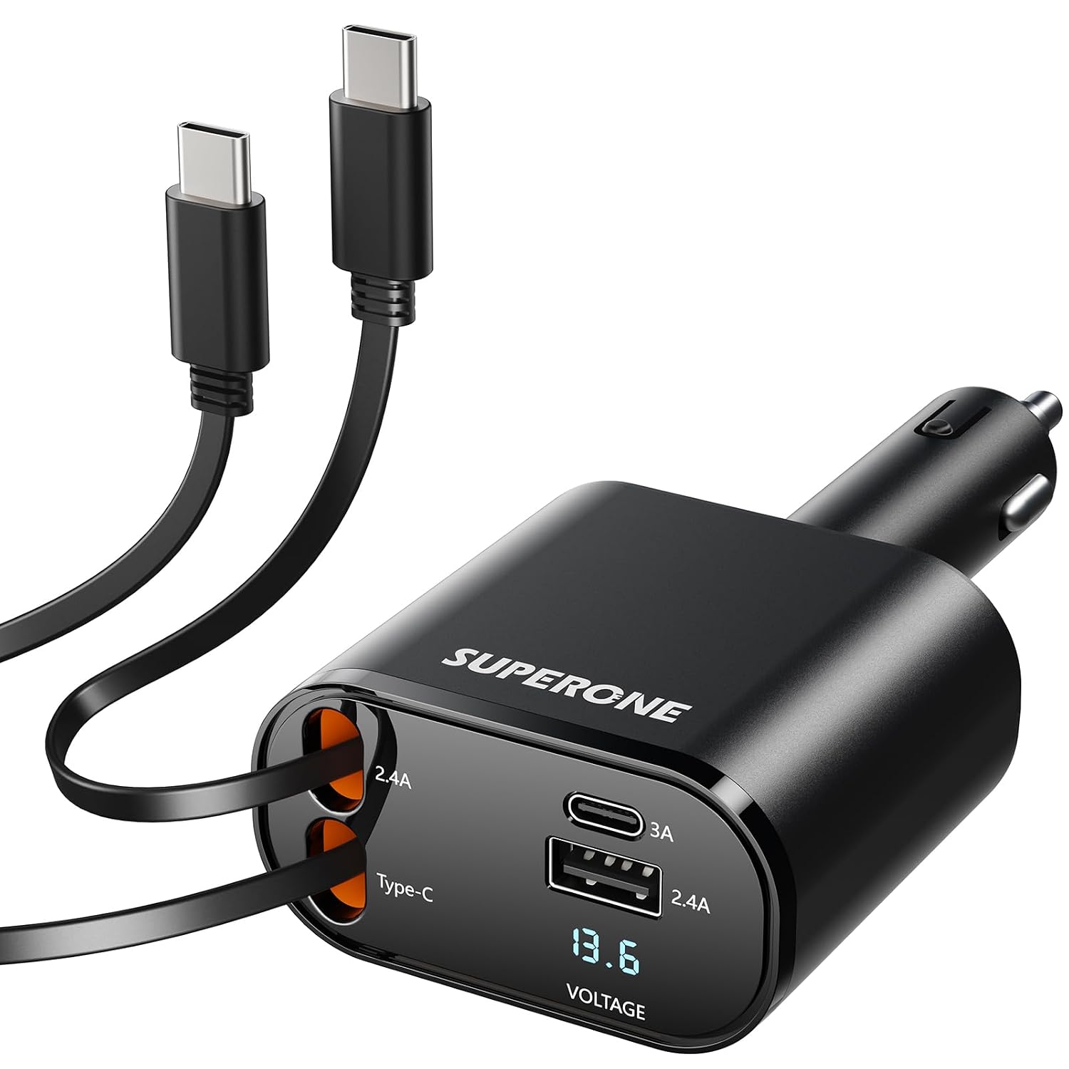 Y&M BOX COMBO C TO C DUAL USB CAR 6Pk