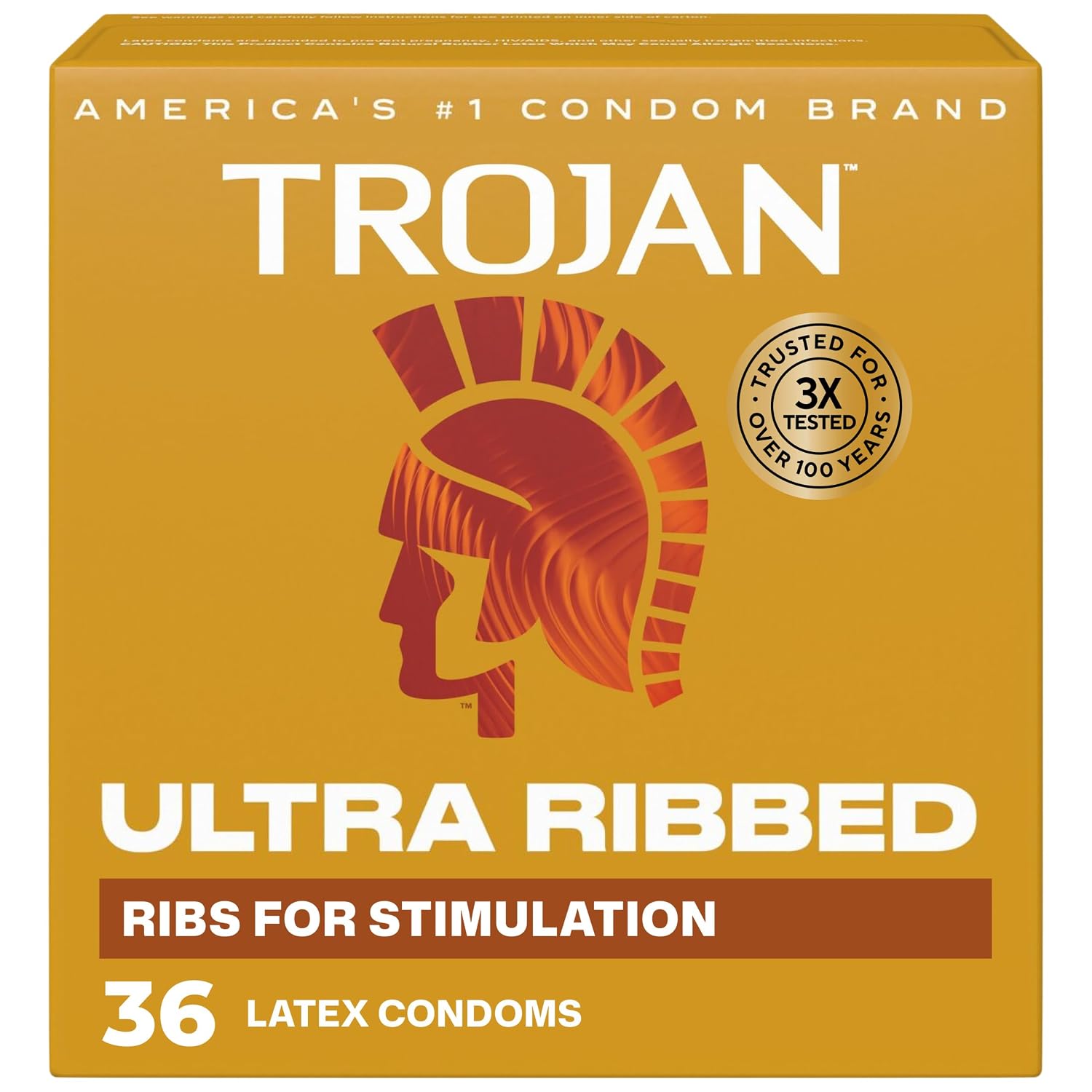 TROJAN BROWN ULTRA RIBBED 6CT