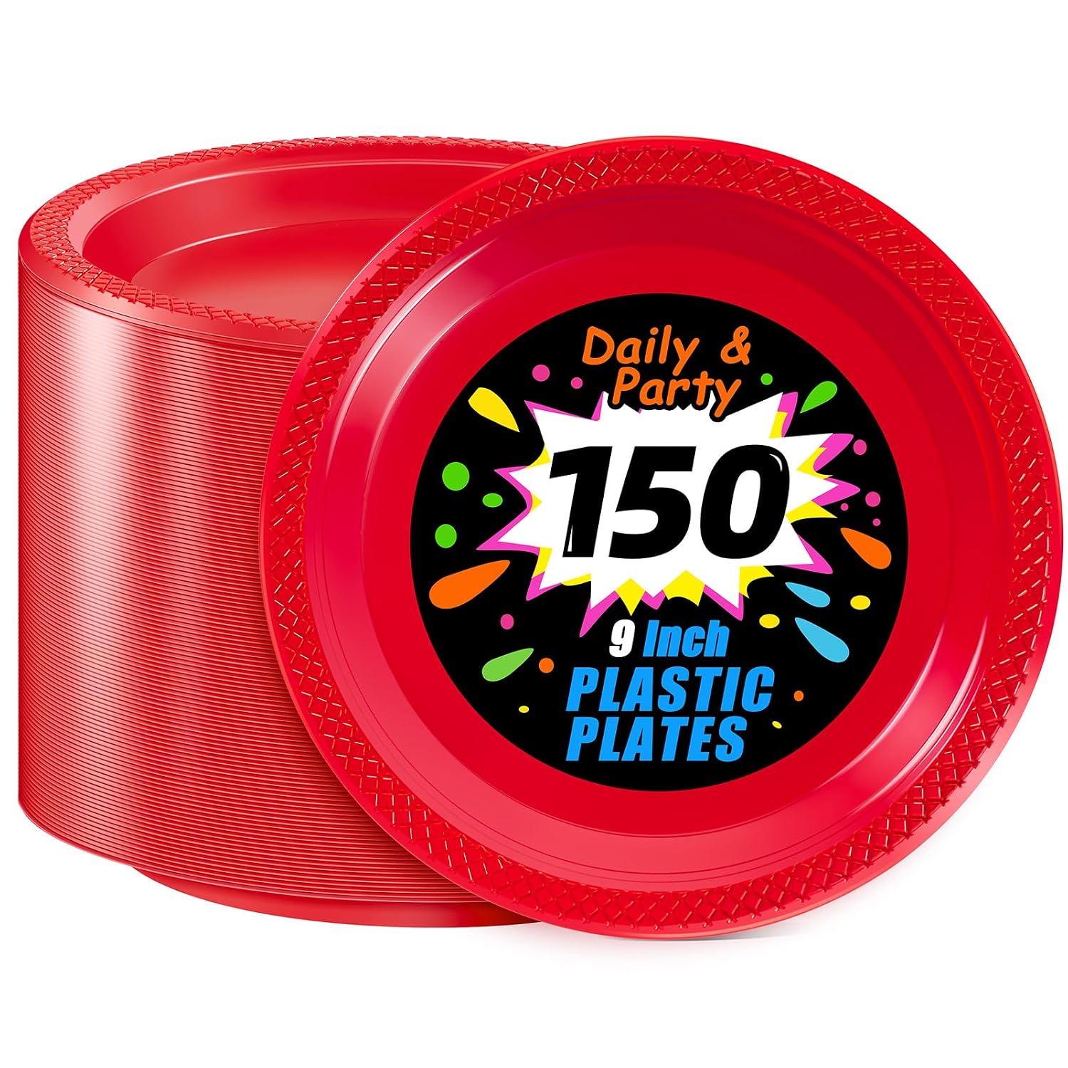 DISPOZE-IT PLASTIC PLATE RED 9'" 25CT